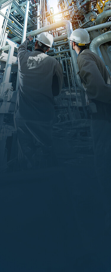 Technicians monitoring our flow control solutions. , Pumps are a main part of our flow control solutions.